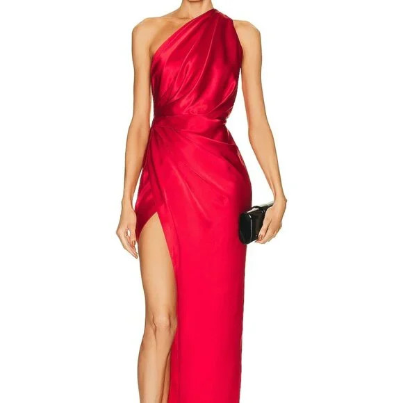 NEW The Sei Asymmetric Drape Gown Scarlet Red Silk Satin Formal Maxi Dress | Poshmark