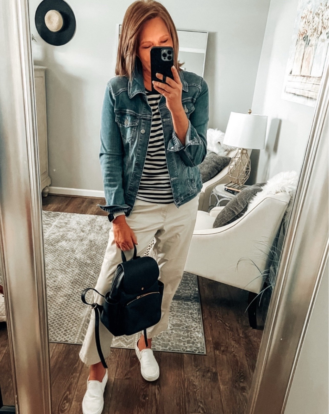 Cute striped tank tee from J. Crew Factory is on sale and comes in more colors. Fits tts. Styled with Amazon Essentials twill chinos, white Vans sneakers and denim jacket with Lauren Conrad backpack from Kohl’s that’s also on sale and comes in more colors 

Every day outfit, casual outfit, casual workwear, sale, classic outfits, denim jackets, twill pants, white sneakers, backpack purse, fashion over 40

#LTKunder50 #LTKstyletip #LTKsalealert

#LTKSaleAlert #LTKFindsUnder50 #LTKStyleTip