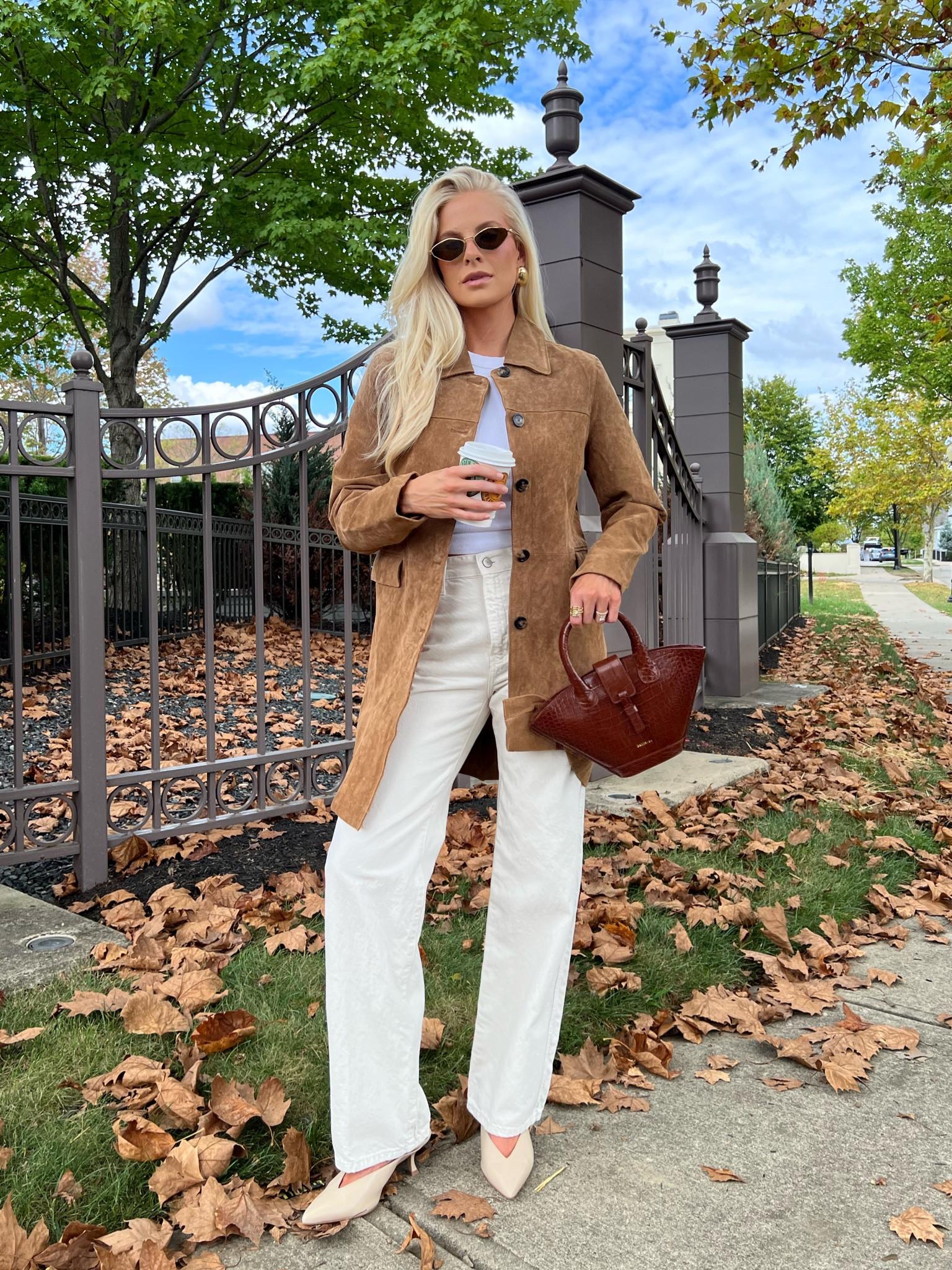 Fall Outfit 🍂 Medium in suede jacket- jacket is now low stock but I found a super similar one from Amazon- and PS I have the Amazon version in the dark brown color and I love it!, small in tank, size 26 in jeans, shoes are true to size.

#kathleenpost #fallfashion #falloutfit

#LTKStyleTip #LTKItBag #LTKSeasonal