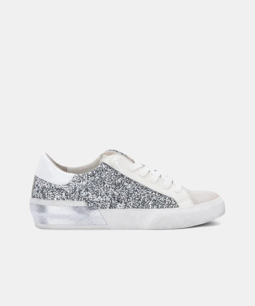 ZINA SNEAKERS IN SILVER GLITTER | DolceVita.com
