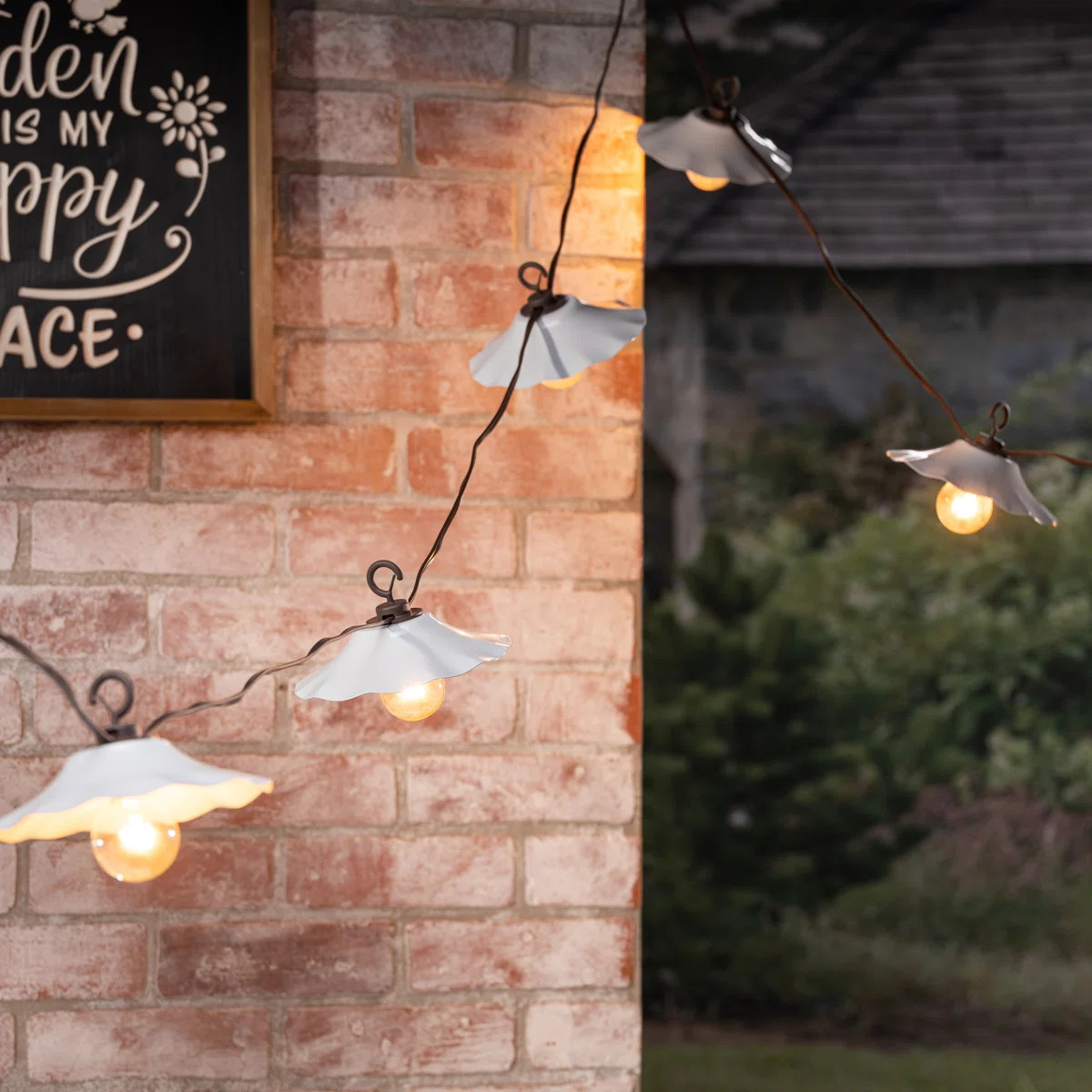 Decorative 10-Count Patio String Lights \u2013 12-Foot Outdoor Lighting with White Metal Scallope... | Wayfair North America