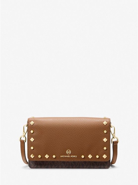 Jet Set Small Studded Faux Leather and Logo Smartphone Crossbody Bag | Michael Kors US