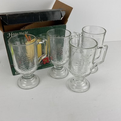 Indiana Glass Holiday Christmas tree Irish Coffee Egg Nog Mug Set Of 4 IOB  | eBay | eBay US