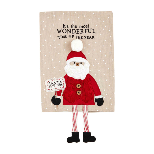 Santa Christmas Dangle Leg Towel | Mud Pie