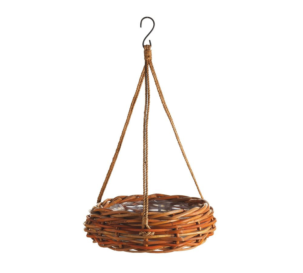 Rattan Hanging Basket Planter, 24&amp;quot;W | Pottery Barn (US)