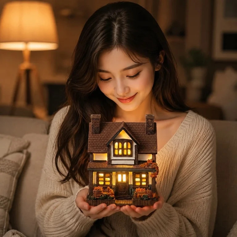 Fall Harvest Light Up House Set, 7.5" Resin Pumpkin Cottage Figurines with LED Lights for Autumn ... | Walmart (US)