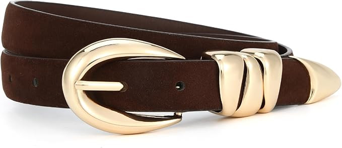 HOTWILL Women Skinny Belt for Jeans Dress Pants Ladies Fashion Faux Leather Waist Belt with Gold ... | Amazon (US)