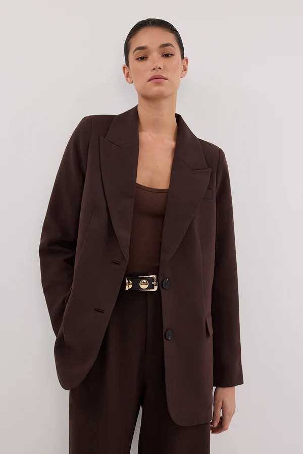 ELLE DARK CHOCOLATE BLAZER | DISSH