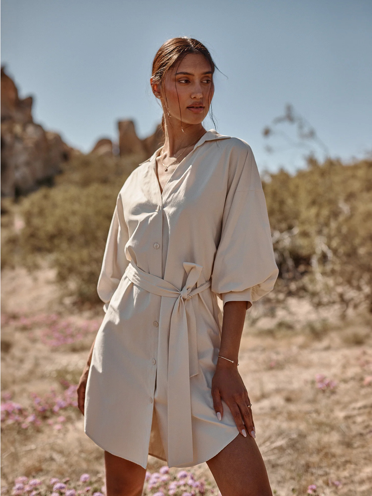 Brochu Walker | Women's Kate Belted Dress in Calico | Brochu Walker