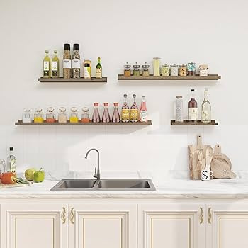 Rustic 24 Inch Floating Shelves - Grey Picture Ledge Shelf for Wall with Lip, Perfect for Nursery... | Amazon (US)