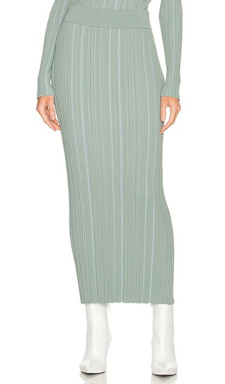 Compact Rib Knit Midi Skirt in Moss | Revolve Clothing (Global)
