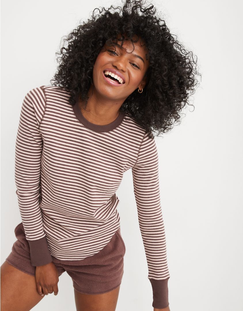 Aerie Feelin' Good Knit Long Sleeve T-Shirt | American Eagle Outfitters (US & CA)