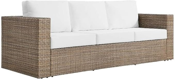 Convene Outdoor Synthetic Rattan Sofa in Cappuccino and White | Amazon (US)