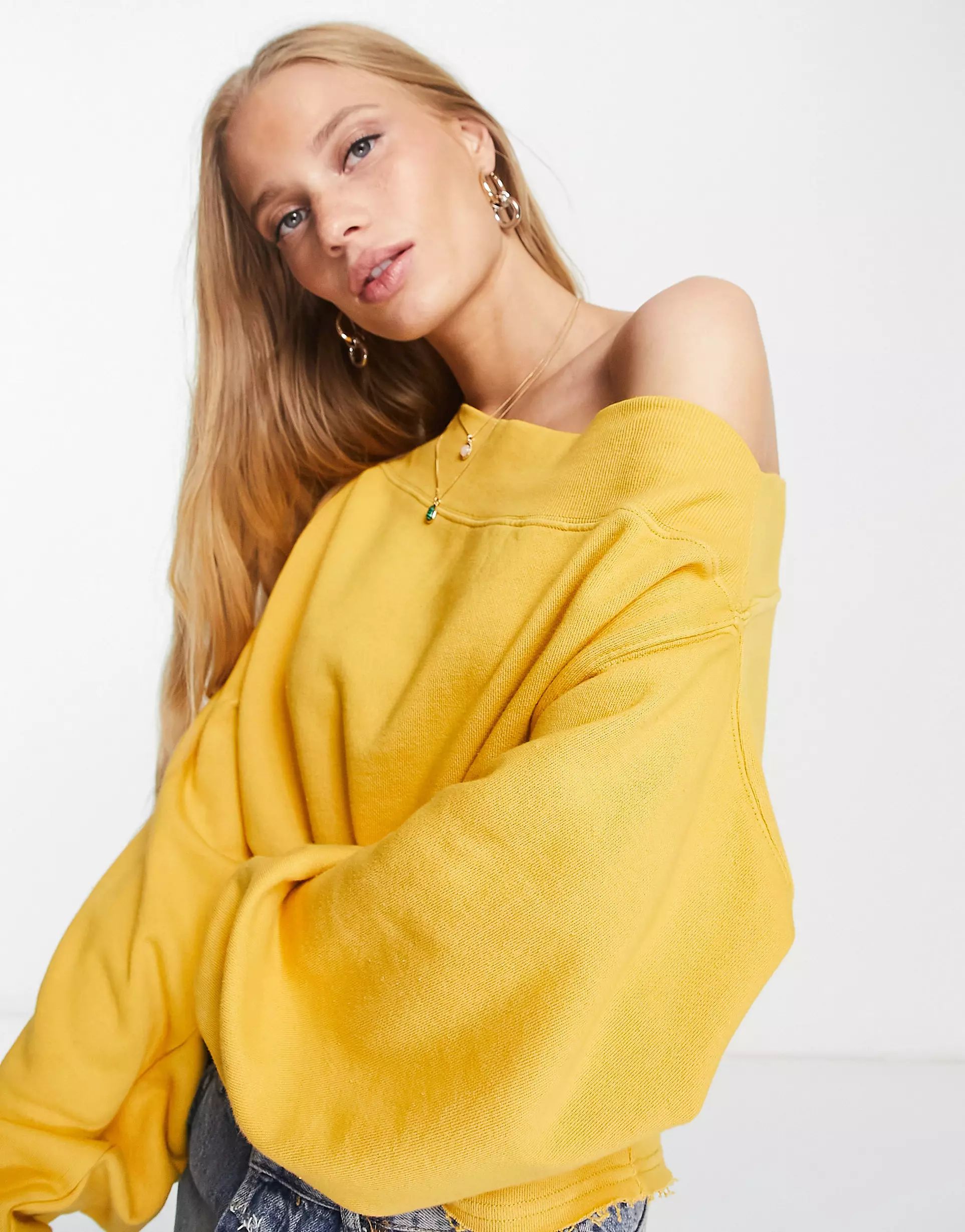 Free People Bri oversized sweatshirt in washed yellow | ASOS (Global)