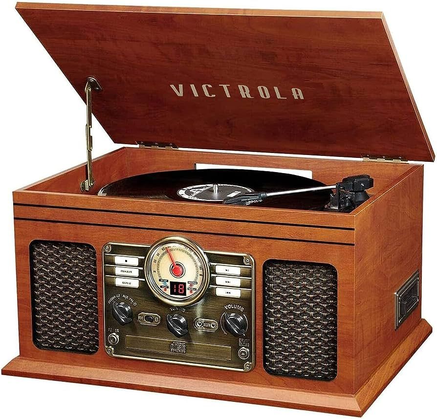 Victrola Nostalgic 6-in-1 Bluetooth Record Player & Multimedia Center with Built-in Speakers - 3-... | Amazon (US)