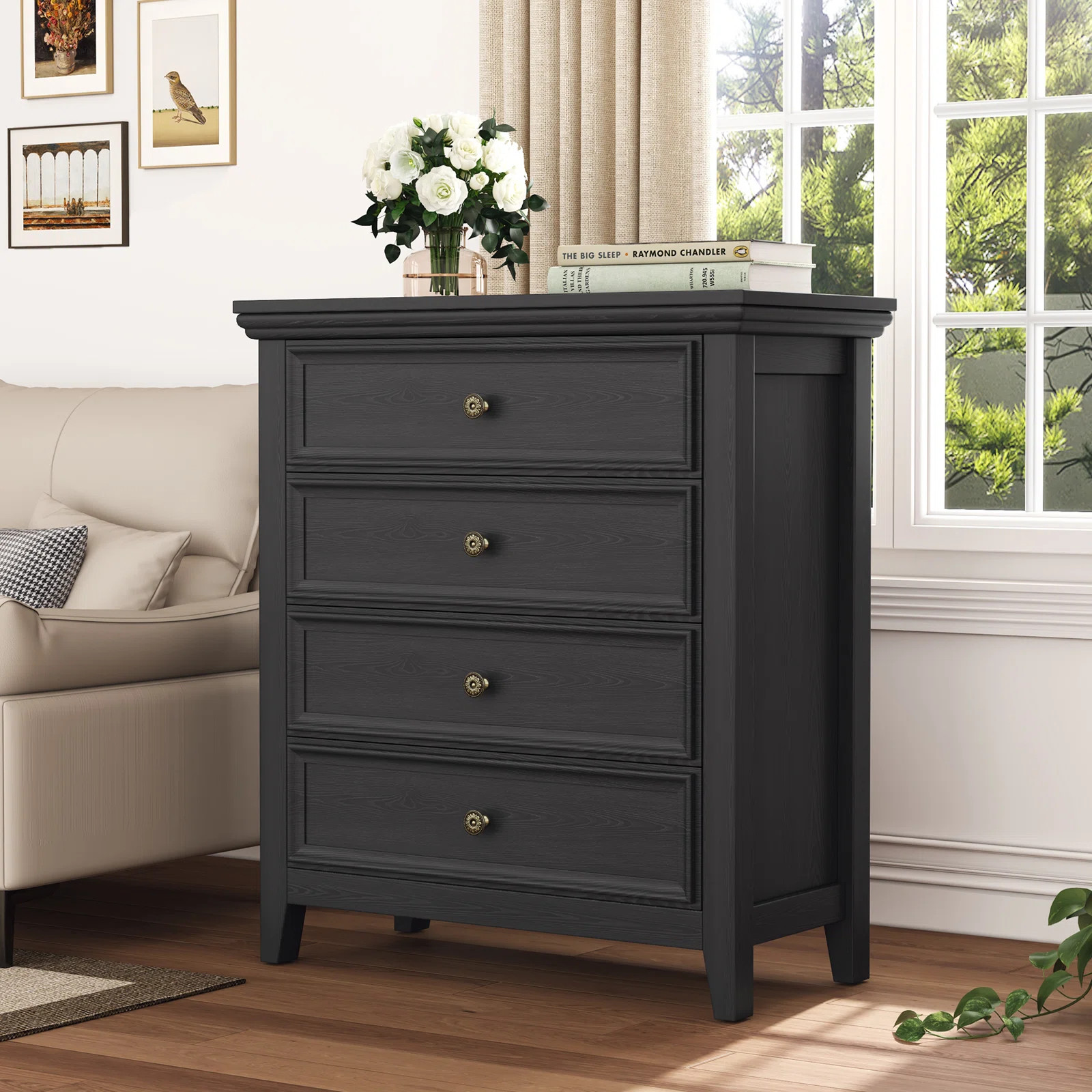Winston Porter Farmhouse 4-drawer Chest - Tall Dresser With Storage For Bedroom Or Entryway & Reviews - Wayfair Canada | Wayfair North America