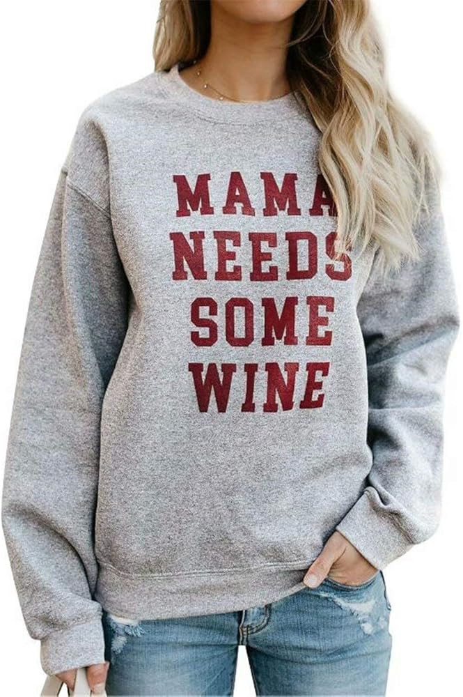Wine Shirts for Women Funny Mama Needs Some Wine Letters Casual Pullover Tops with Saying Funny | Amazon (US)