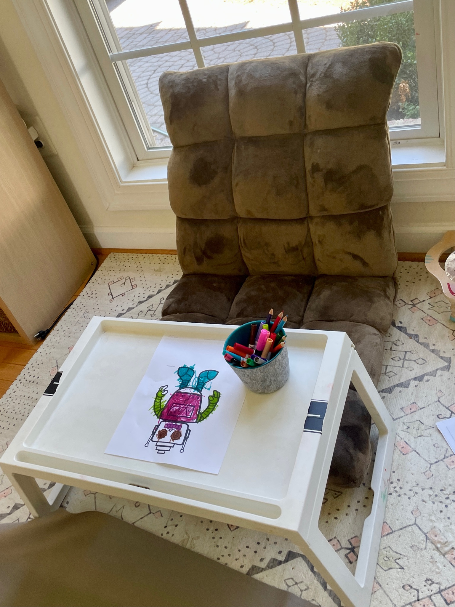 Toddler floor chair and lap desk. This chair reclines bsck into 14 different positions and lays flat for naps

#LTKBacktoSchool #LTKHome #LTKKids