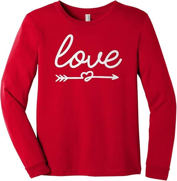 Threadrock Kids Script Love with Heart Arrow Youth Long Sleeve T-Shirt | Amazon (US)