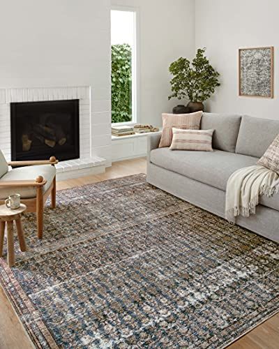 Amber Lewis x Loloi Billie Collection BIL-02 Ocean / Brick, Traditional 2'-6" x 7'-6" Runner Rug | Amazon (US)