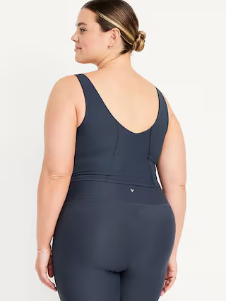 Light Support PowerSoft Rib Longline Sports Bra | Old Navy (US)