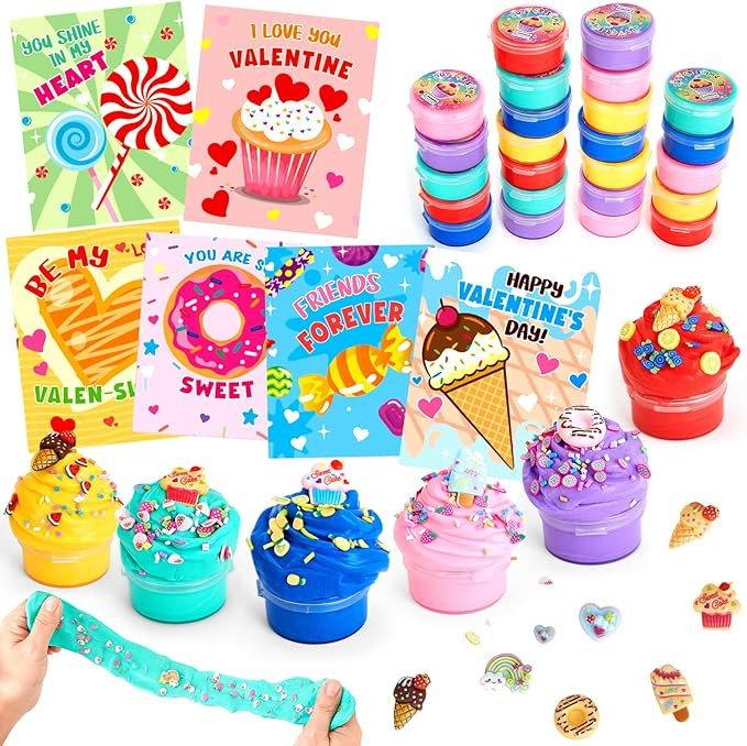 Tobiwibby Valentine's Day Gifts for Kids- 24 Sets of Butter Slime with Valentine's Day Card, Scho... | Amazon (US)