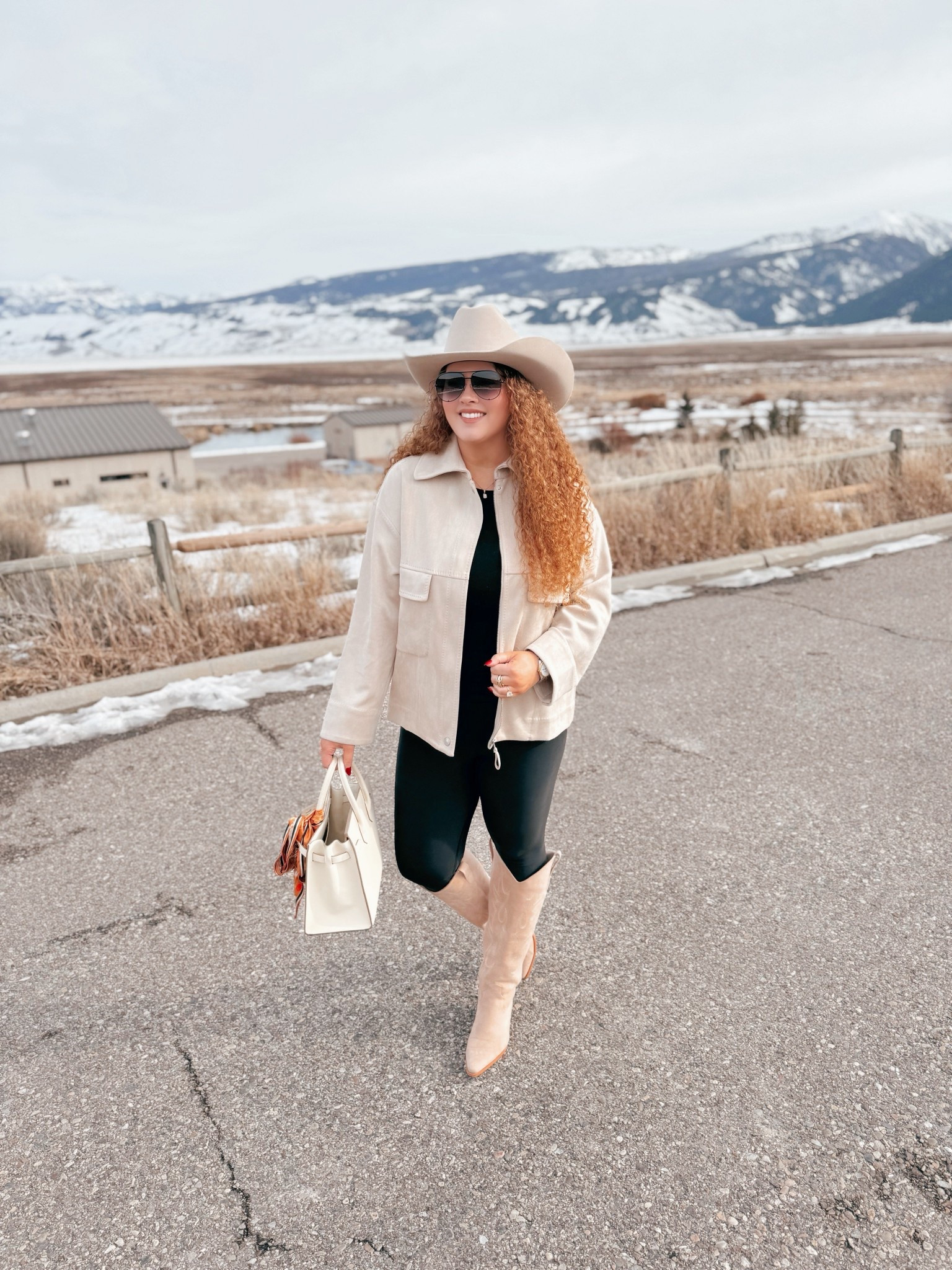 Channeling my inner cowgirl 🤠 Suede jacket, fitted black layers, and all the beige boots and hats you could ever need for a little adventure. You know I don’t gatekeep the good finds 💛 suede jacket | travel outfit | cowgirl boots | cowgirl hat | black leggings outfit | fitted long sleeve | western style outfit | travel fashion | cozy travel look | adventure outfit | amazon fashion finds | chic travel outfit | layering outfit ideas | western travel style | casual travel outfit | fall travel outfit | winter travel outfit | vacation outfit | travel essentials | weekend getaway outfit | mountain trip outfit | rustic travel style | boho travel outfit | neutral outfit | neutral tones outfit | monochrome outfit | stylish travel look | comfortable travel outfit | scenic travel outfit | outfit inspo | fashion travel essentials | travel wardrobe | amazon outfit finds | western chic | cabin trip outfit | outdoorsy style | travel layering pieces | travel-friendly outfit | neutral wardrobe staples | countryside travel outfit

#LTKgrwm #LTKSaleAlert #LTKMidsize