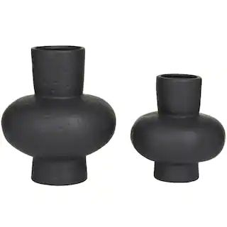 CosmoLiving by Cosmopolitan CosmoLiving by Cosmopolitan Black Stoneware Modern Vase (Set of 2) 04... | The Home Depot