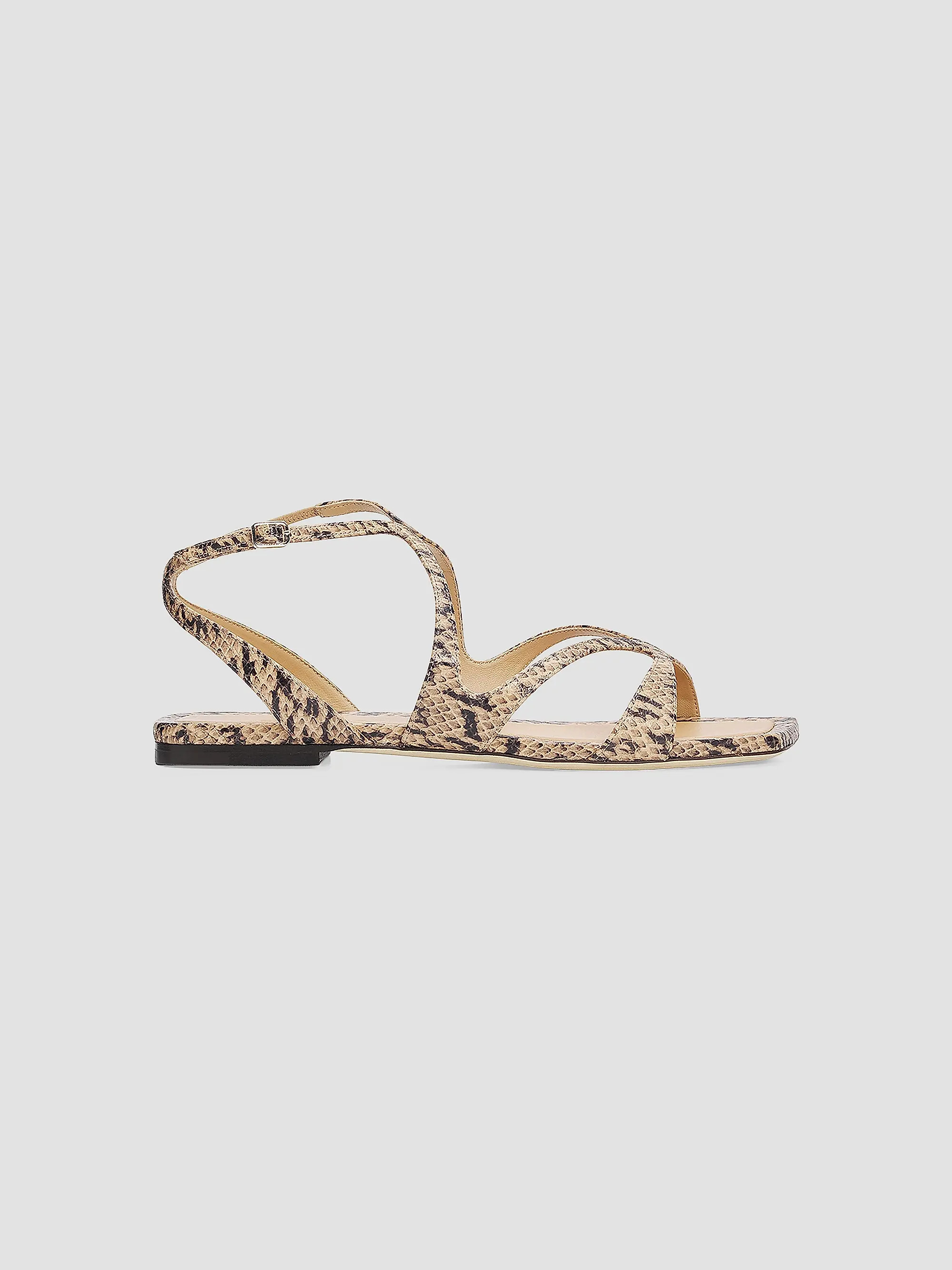 Jimmy Choo Ayla Snake-Printed Leather Strappy Flat Sandals | Saks Fifth Avenue | Saks Fifth Avenue