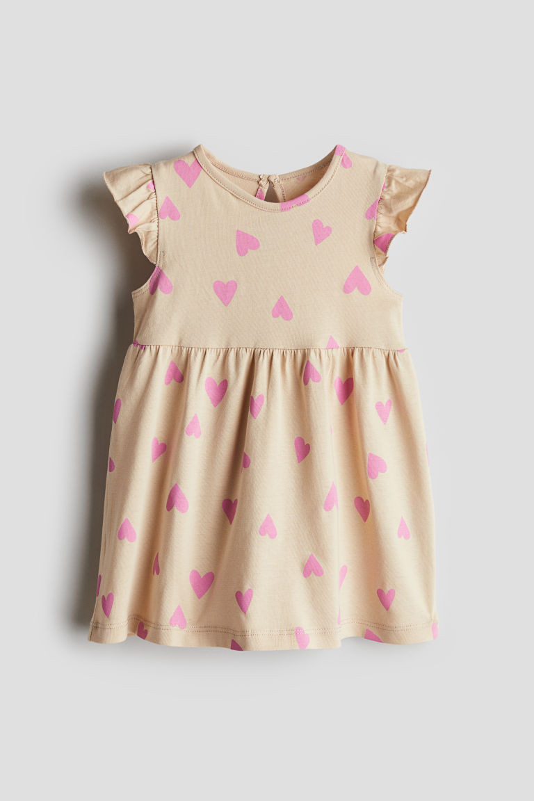 H & M - Printed Cotton Dress - Beige | H&M (US + CA)