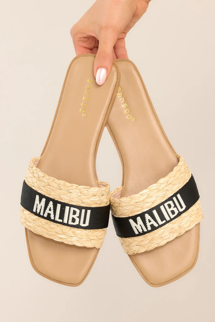 To The Tropics Black Sandals | Red Dress