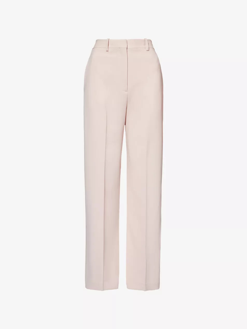 Belt-loop slip-pocket straight-leg high-rise wool trousers | Selfridges
