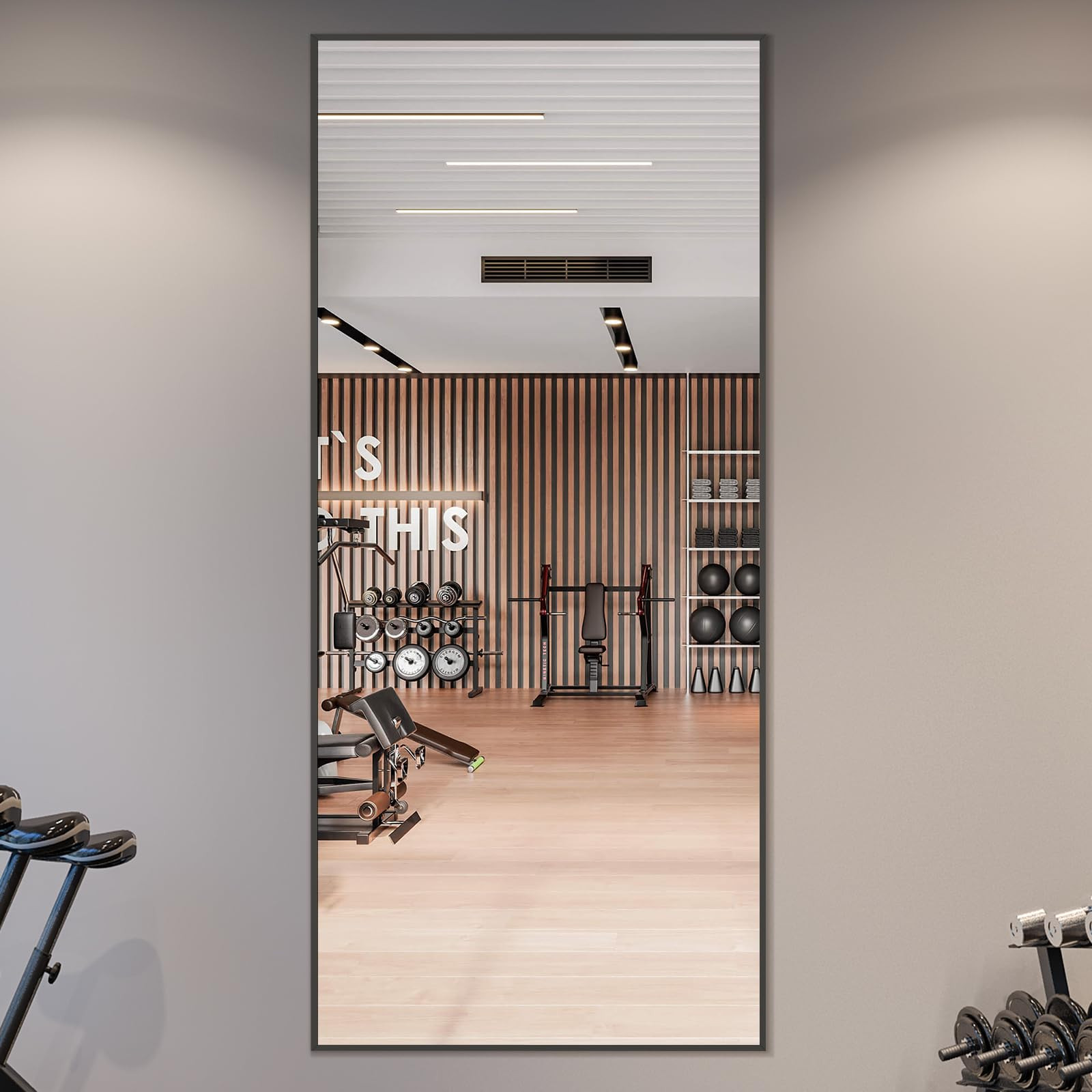 MELOMOIR 76"x34" Large Mirror Full Length, Oversized Floor Mirror Full Length for Bedroom Living Room Cloakroom Gym, Hanging Standing or Leaning Full Body Mirror with Stand, Black Aluminum Alloy Frame | Amazon (US)