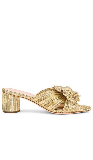 Loeffler Randall Emilia Pleated Knot Mule in Metallic Gold. - size 8 (also in 6, 6.5, 7, 7.5, 8.5) | Revolve Clothing (Global)