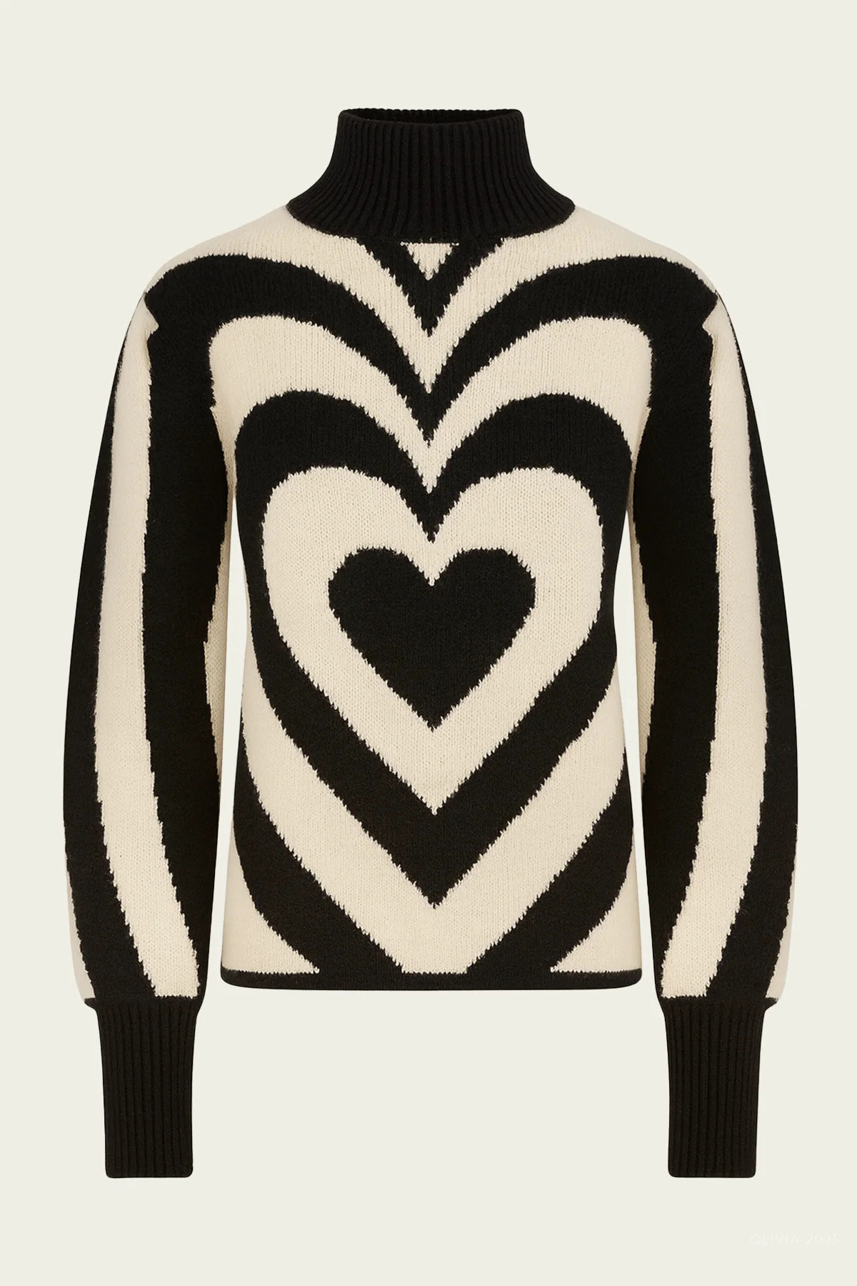 Black and White Heart Gradient Knit Sweater - Black S | Shop Olivia