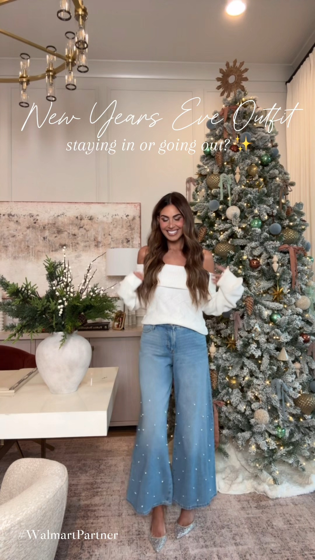 looks for NYE whether you're staying in or going out ✨ wearing a small in tops/the skirt and a size 2 in the jeans! @walmartstyle #walmartpartner #walmartstyle 

 #LTKHoliday