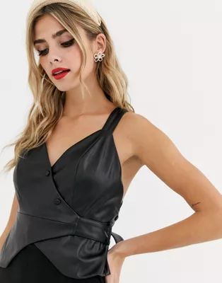 Skylar Rose backless structured top in faux leather | ASOS (Global)