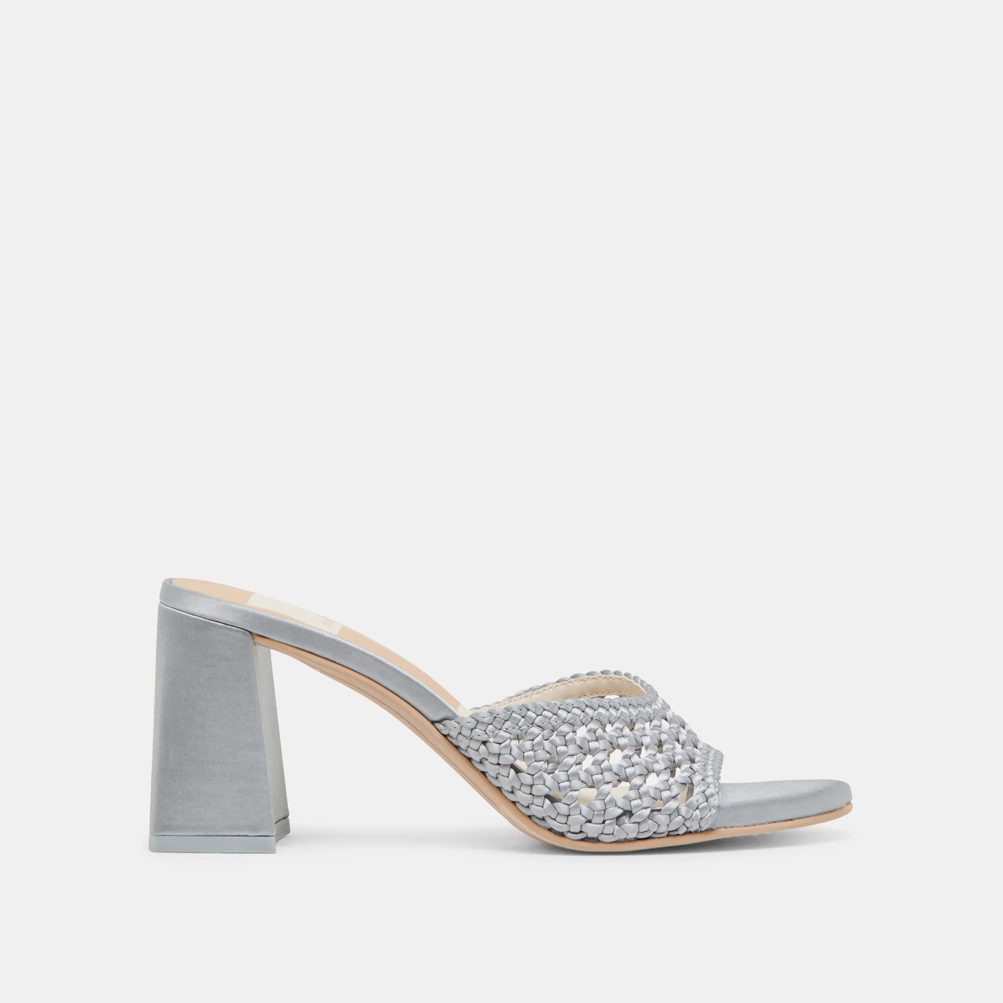 MARGOE HEELS LIGHT BLUE WOVEN SATIN | DolceVita.com