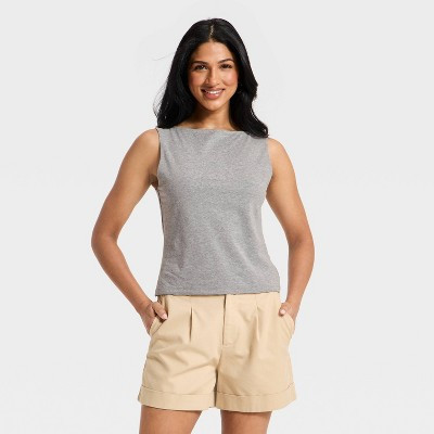 Women's Sculpt Boat Neck Tank Top - A New Day™ Gray XL | Target