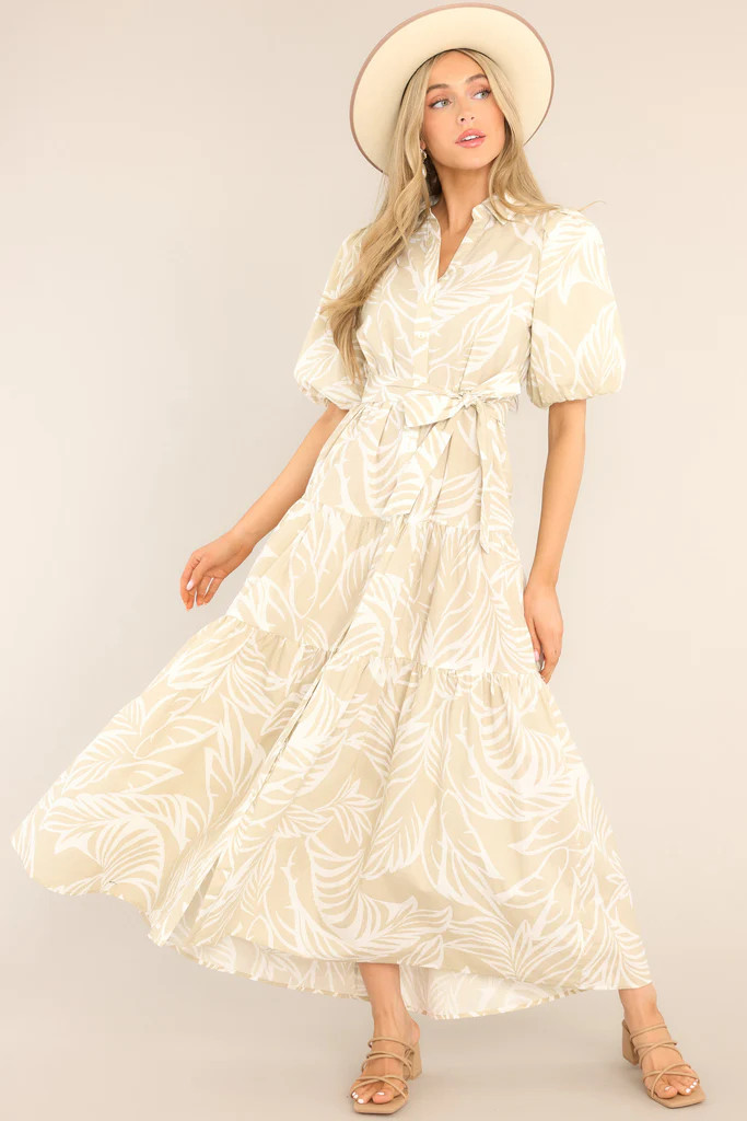 Trust My Intuition Taupe Tropical Print Maxi Dress | Red Dress