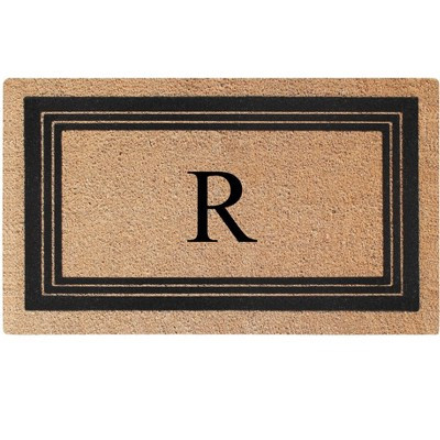 A1HC Natural Coir and PVC Backing 18"x30" Classic Border Monogrammed Flock Door Mat, Anti-Shed Doormat, Letter R | Target