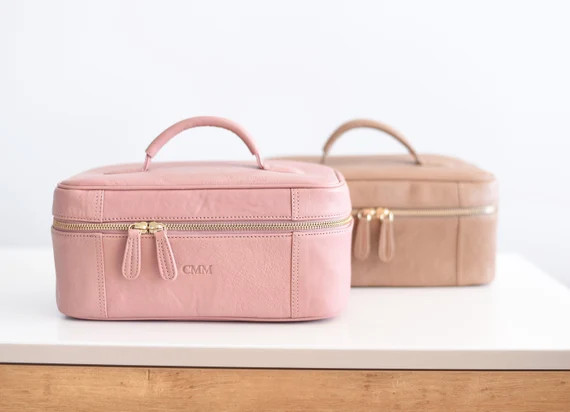 Pink Leather Toiletry Bag  Toiletry Organizer Women  - Etsy | Etsy (US)