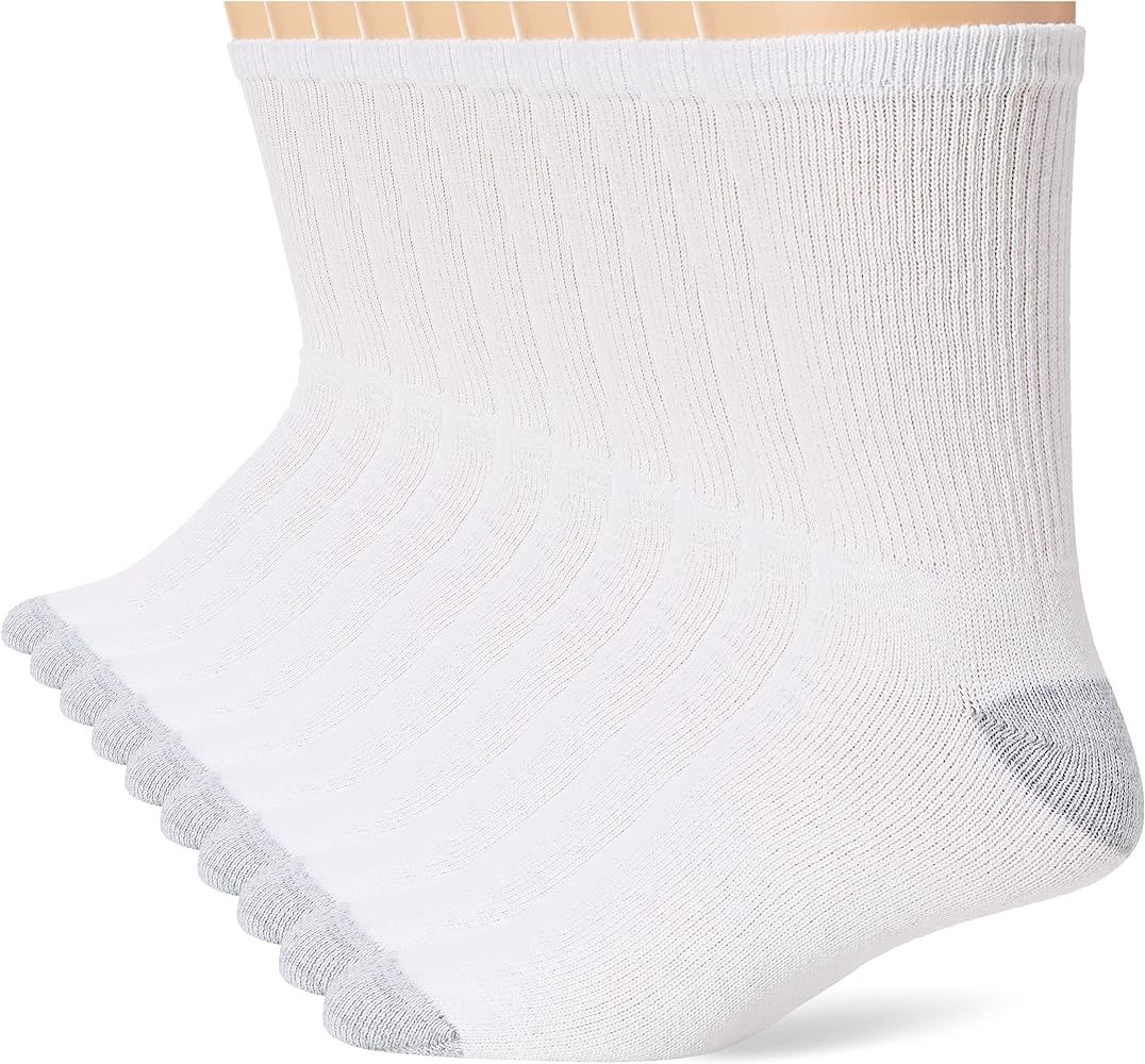 Hanes Classics Men's Crew Socks Multi-Pack_White_10-13 | Amazon (US)