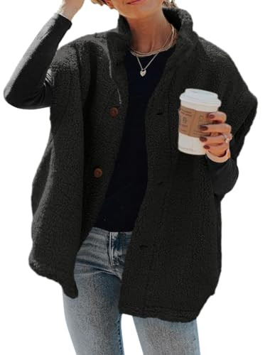 Hongqizo Womens Fuzzy Fleece Vest Casual Oversized Warm Button Down Sherpa Vest Jacket with Pockets | Amazon (US)