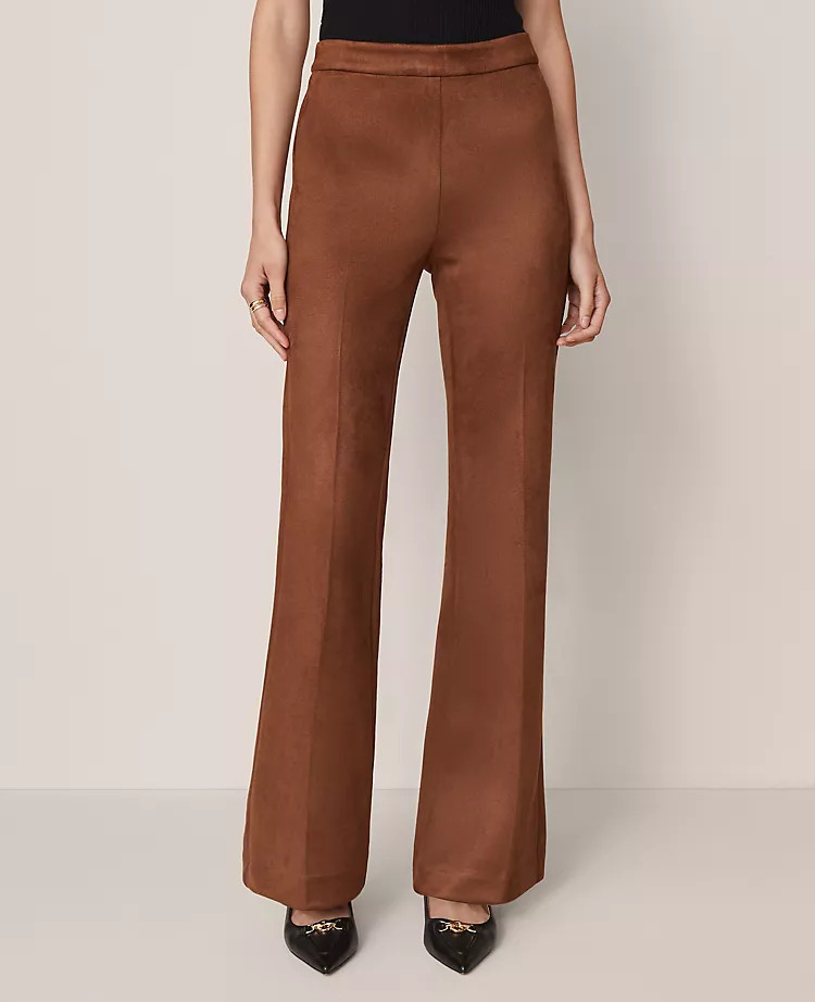 The Side-Zip Flare Pant in Faux Suede | Ann Taylor