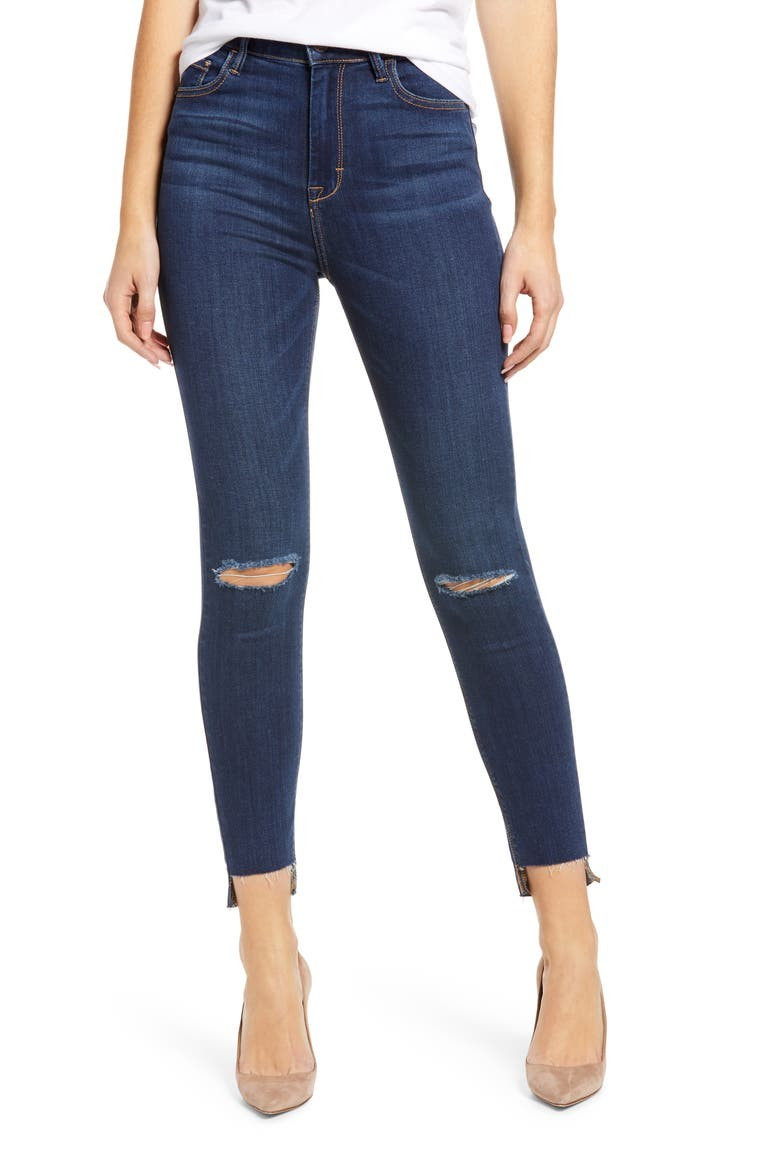 Hidden Jeans High Waist Ripped Step Hem Skinny Jeans | Nordstrom | Nordstrom
