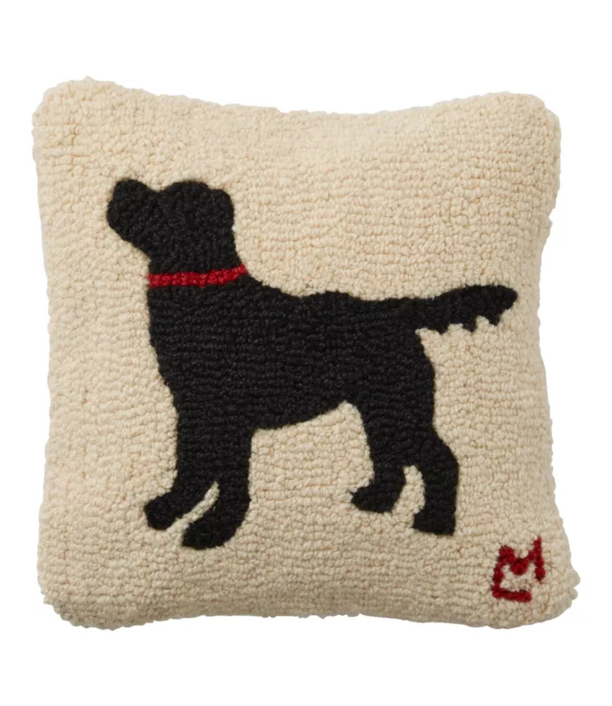 Wool Hooked Throw Pillow, Black Dog, 14" x 14" | L.L. Bean