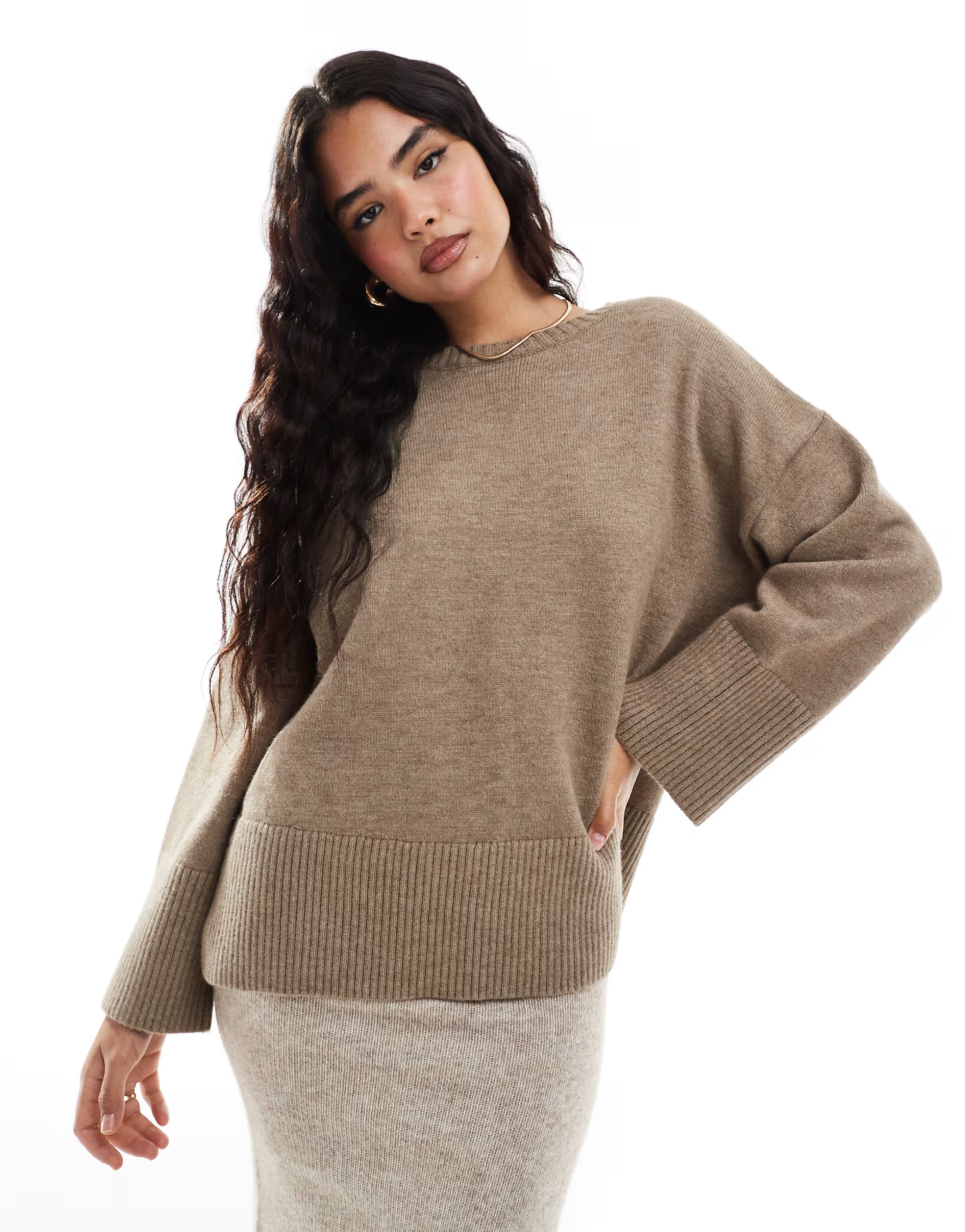 Pretty Lavish oversized knit jumper in mushroom | ASOS (Global)