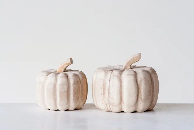 The Holiday Aisle® Hand-Carved Paulownia Wood Pumpkin | Wayfair | Wayfair North America