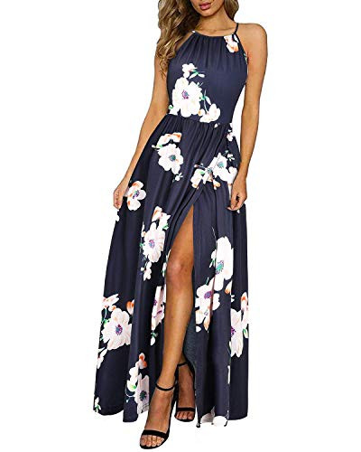KILIG Women's Summer Casual Sleeveless Halter Neck Floral Print Beach Party Split Maxi Long Dress... | Amazon (CA)